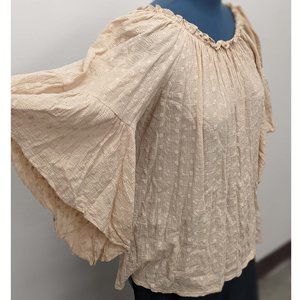L&B Cream Western Boho Bell Sleeves XL Blouse